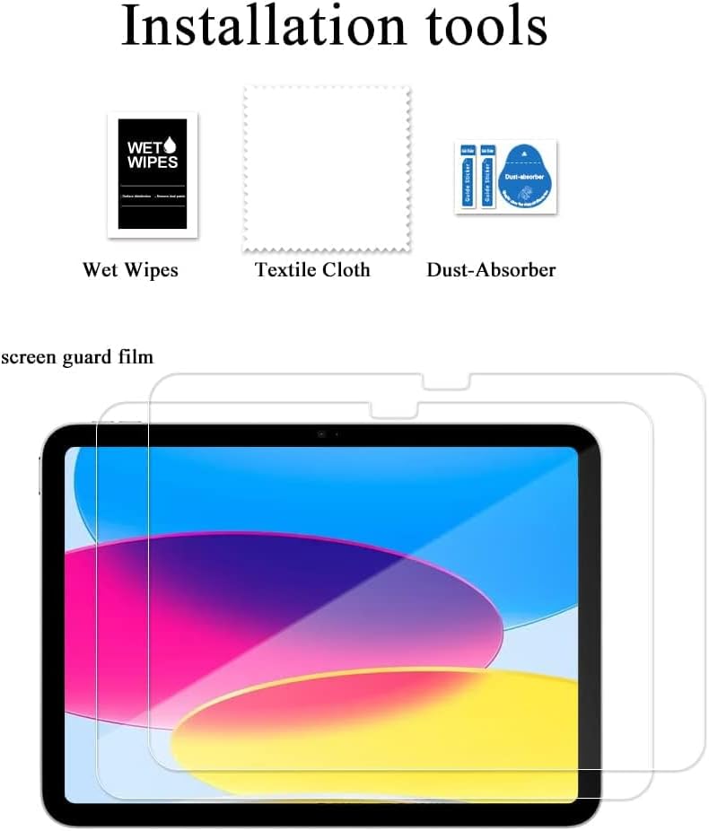 KIQ 2 Pacote de vidro temperado para iPad Protetor de tela de 10ª geração 2022 iPad compatível 10.9