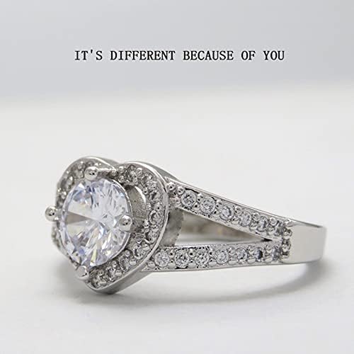 Yistu anéis baratos para mulheres noivado em forma de coração Princesa Princesa Diamond Ring Zircon Rings femininos Tamanho do conjunto de anel 11