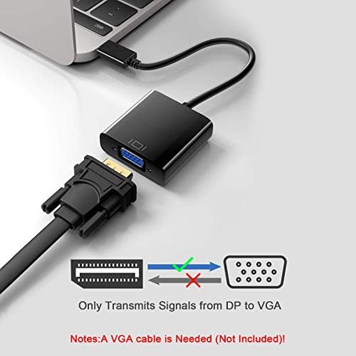 Porta de exibição Eeekit para VGA, 5 pacote de pacote de ouro DisplayPort para VGA Adaptador para VGA para