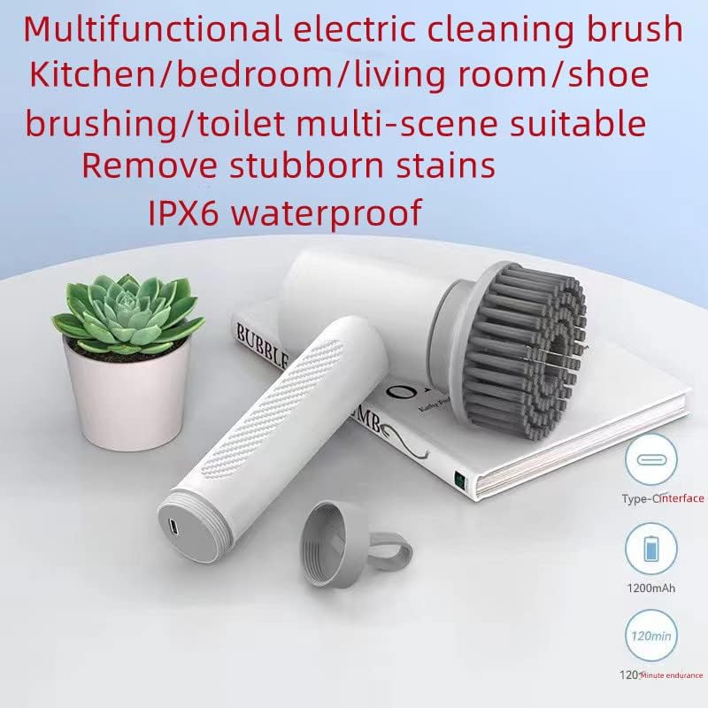 Escova rotativa elétrica atualizada, escova de limpeza elétrica, escova portátil portátil com dispensador de detergente