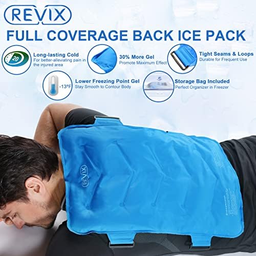 Revix Grande pacote de gelo para lesões em gel reutilizável envoltório de gelo para perna, quadril e embrulho de gelo traseiro reutilizável para lesões que incham hematomas de entorse inflamação, terapia de compactação de gelo de corpo inteiro