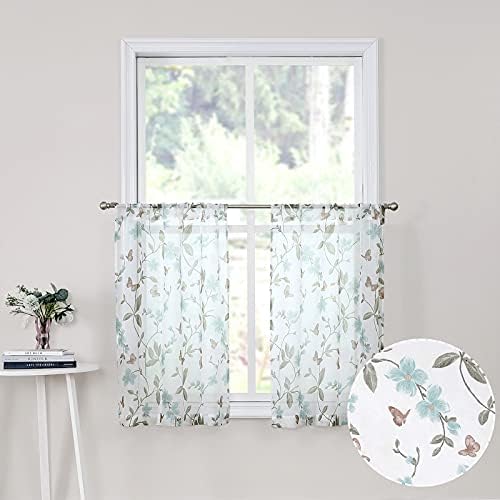 Tollpiz curta curta cortinas de camada floral floris flor -borboleta de borboleta meia janela de