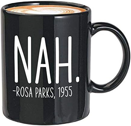 Bubble abraça o mês da história africana caneca de café 11oz preto - nah, Rosa Parks, 1995 - homens
