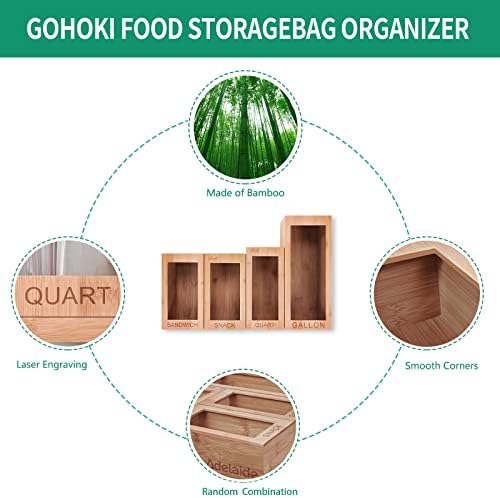 Adelaide Ziplock Bag Organizer para gaveta de cozinha, porta -bagagem de bambu, compatível com ziploc, solimo,