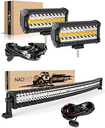Naoevo 42 polegadas 6 modos LED Luz estroboscópica curvada e Luzes de barra LED Naoevo 7 polegadas