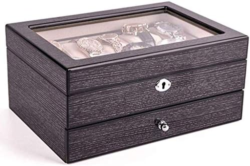 Caixa de relógio WYEMG - Caixa de coleta de relógio de relógio de madeira com bloqueio caixa de armazenamento de jóias de madeira maciça