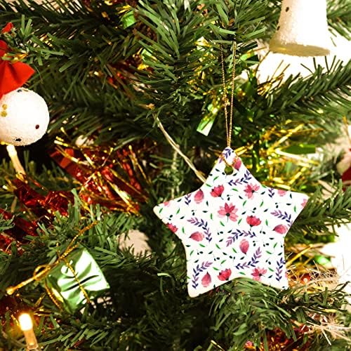 4 peças ornamentos cerâmicos aquarela sublimação floral estrelas personalizadas pendurando ornamentos de Natal com