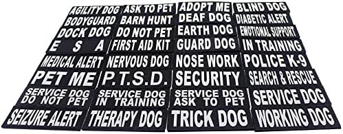 Cão de serviço em treinar adesivos de coletes de coletes removíveis Patch de cão com letras impressas reflexivas para suporte de colarinho de colete para cães Colar ou coleira, branco