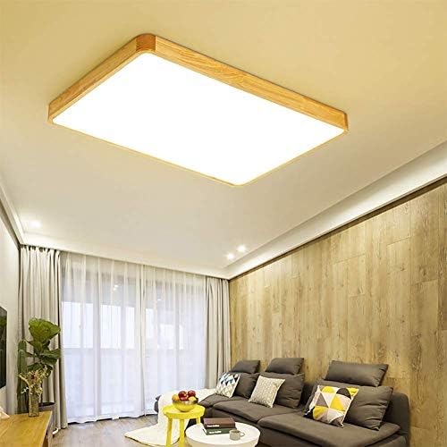 Iluminação de teto retan2 Ultra-fino CCSUN, LED Modren teto Lâmpada de madeira Iluminação de teto para o quarto Sala de estar-90W-L: 96W: Luz branca de 65 cm