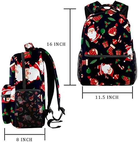 Mochilas Backpack Bags de ombro Backpacks Backpacks Casual Daypack For Mulheres Homens, Cute Christmas Papai Noel Sock