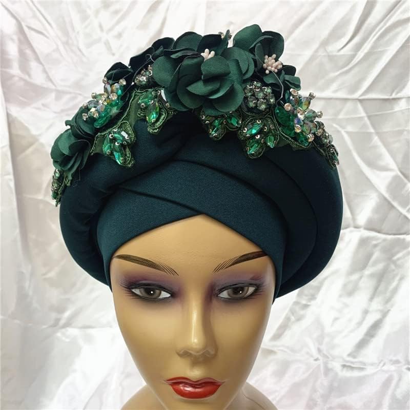 Cabeça africana para mulheres turbante femme nigeriano aso oke africano headtie autogele feminino envolve o tecido de costura 1set por msb tecidos cor 174