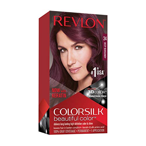 Cor de cabelo permanente por Revlon, tintura de cabelo permanente, Colorsilk com cobertura cinza, livre de