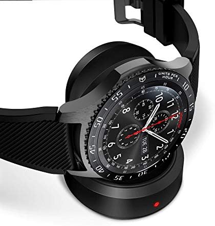 MOKO BANDELENTE COMPATÍVEL COM SAMSUNG ENGRENAGEM S3/GALAXY Relógio de 46 mm, relógio inteligente Tampa de adesivo de painel Anti Scratch Aço inoxidável FIT SAMSUNG Gear S3/Galaxy Watch 46mm - Black