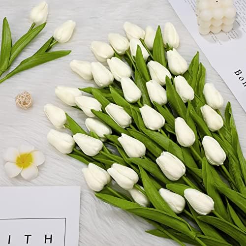 100 PCs Tulipe artificial Flores de toque real