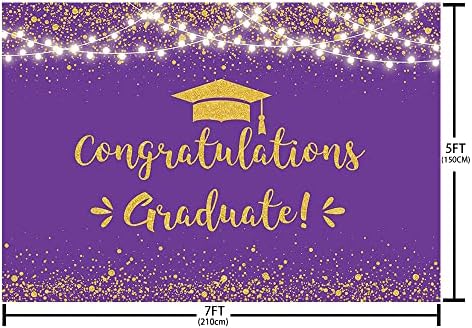 Mehofond Purple e Gold Graduation Cenário de cenário de 2023 Decorações de festa de graduação Parabéns Graduação