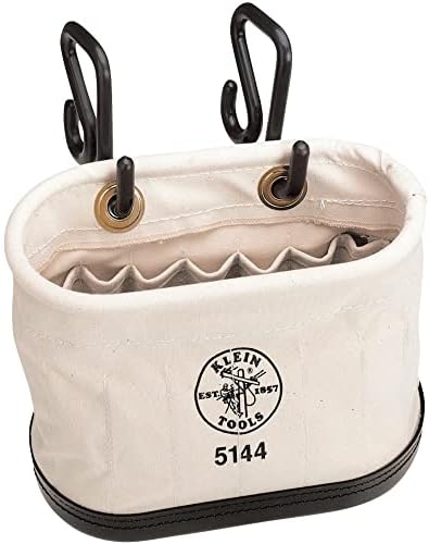 Klein Tools 5144 Bucket de lona, ​​balde de ferramenta oval aérea com fundo de polipropileno moldado preto, inclui ganchos, 15 bolsos e ferramentas Klein 5104Mini Mini Ferrame