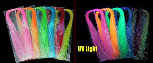 Tigofly 6 cores variadas fluorescentes UV Flashabou 0,36 mm de largura Tinsel Flash Crystal Flash Fly