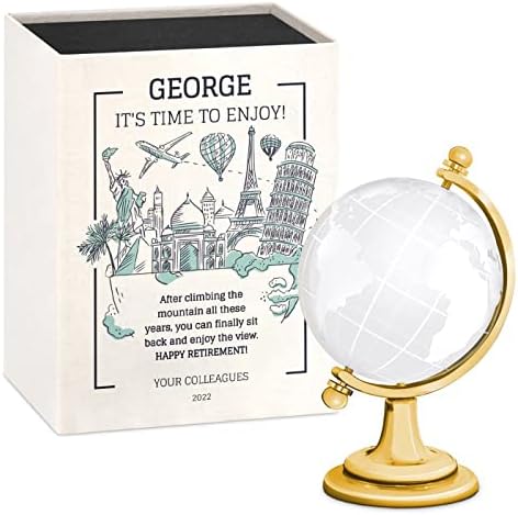 Maverton Glass Globe for Man - World Globe in Elegant Box para ele - mapa mundial de corte a laser para viajante - caixa com superprint - para Globetrotter - decoração para ele - terra