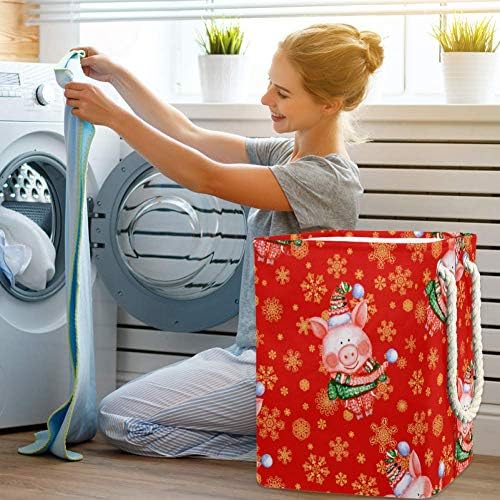 IMOMER 2019 Feliz Ano Novo e Padrão de Porcos de Natal 300D Oxford PVC Roupas à prova d'água cesto de roupa grande para cobertores Toys de roupas no quarto