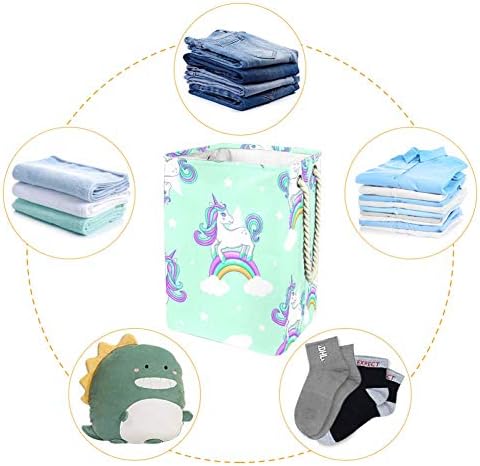 Nuvens de arco -íris tizorax unicórnio oxford pano dobring lavanderia cesto de poeira cesta de balde lavando brinquedo para roupas de armazenamento de roupas sujas cesta de lavanderia