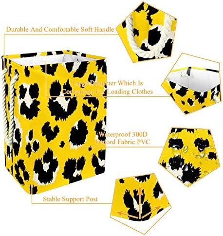 Padrão de impressão de leopardo de Indicultura 300D Oxford PVC Roupas à prova d'água cesto de roupa grande para cobertores Brinquedos de roupas no quarto