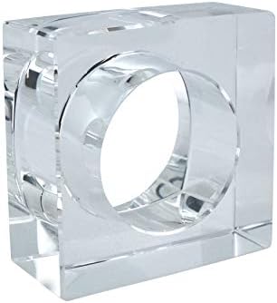 Saro Lifestyle NR016.C Clear Crystal Glass Anel de guardanapo com design de borda dupla,