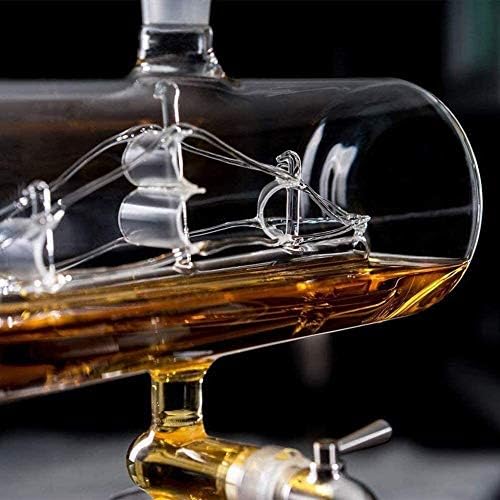 Decanter de uísque para bebidas alcoólicas com copos - 1100 ml de uísque de barril de decantador de álcool,