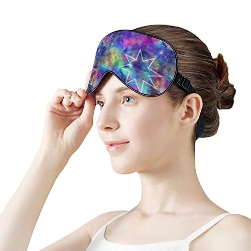 Constellation Galaxy Print Eye Mask Sleep Beldfold com blocos de cinta ajustável Blinder Night para