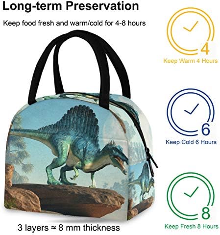 Lunch saco isolado Mulheres - Lua Dinosaur grande bolsas de almoço à prova de vazamentos com alças para piquenique de trabalho