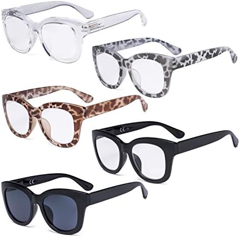 Eyekepper economiza 10% em 5 pacotes mulheres retro grandes óculos de leitura e 5 pacotes meio Leitores da lua +2,00