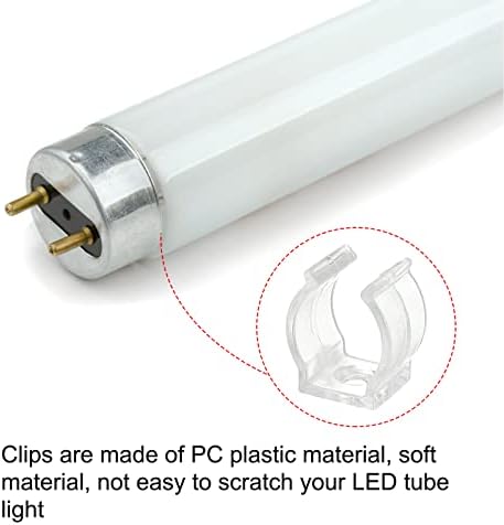 Meccanixity T5 U Clipes Suporte do suporte fluorescente Flumpa de tubo de luminária de fixação Planetas de tubo de plástico com parafusos para lâmpadas de teto de lâmpadas LED, pacote de 30
