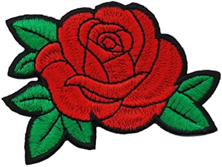 Rosa vermelha Rosa doce Ferro bordado em patch Aplique Applique Flower Cartoon Cute Decoração Jeans Jacket