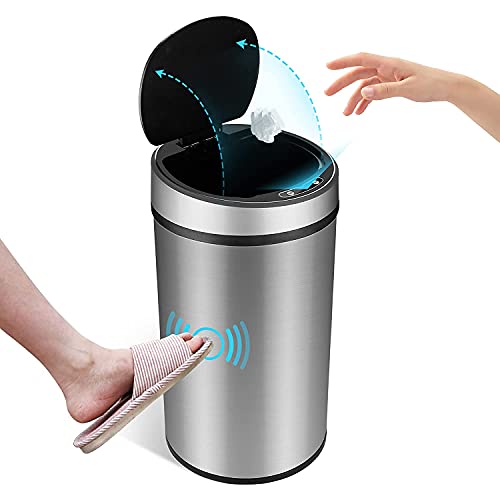 TEKMANGO 12L O lixo automático de sensor inteligente pode aço inoxidável sem toques de lixo