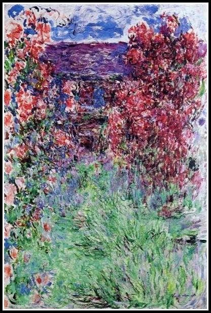 A casa entre a pintura de rosas de Claude Monet Diamond Painting Kits para adultos, arte de diamantes