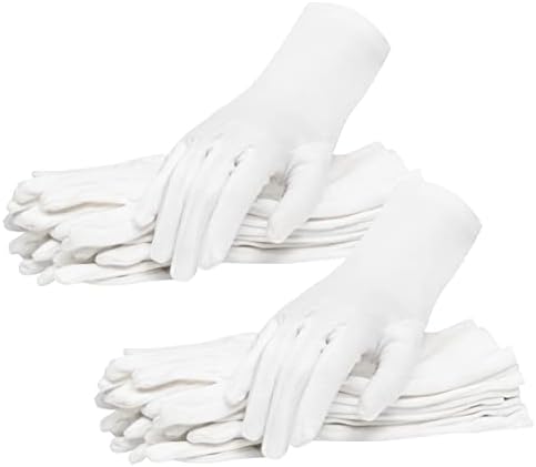 Luvas de algodão para eczema, mãos secas, pele sensível, hidratação durante a noite - 10 pares