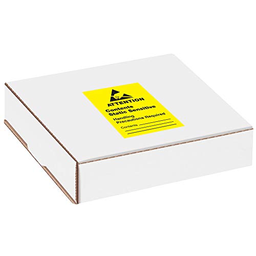 Caixa EUA BDL9120 Lógica de fita rótulos, conteúdo sensível estático , 1 3/4 x 2 1/2, preto/amarelo
