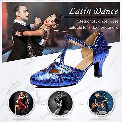 Dkzsyim Glitter Women Sapatos de dança latina fechados Salsa de salão de salão de tango Tango Sapatos de dança