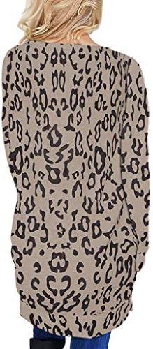 Mulheres na moderna leopardo impressão casual de manga longa moletons da tripulação do pescoço solto de camisa de camiseta de tamanho grande de tamanho grande