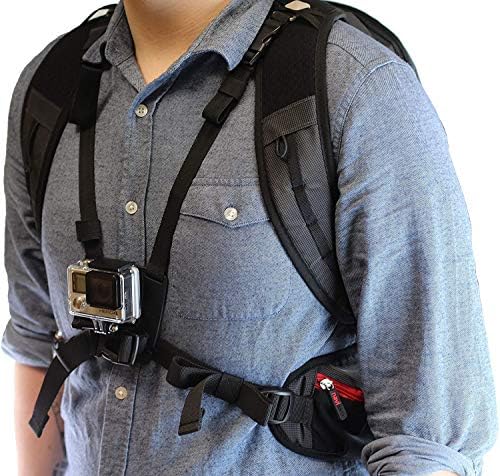 Backpack da câmera de ação da Navitech e kit de combinação de acessórios 50 em 1 com cinta de tórax integrada-compatível