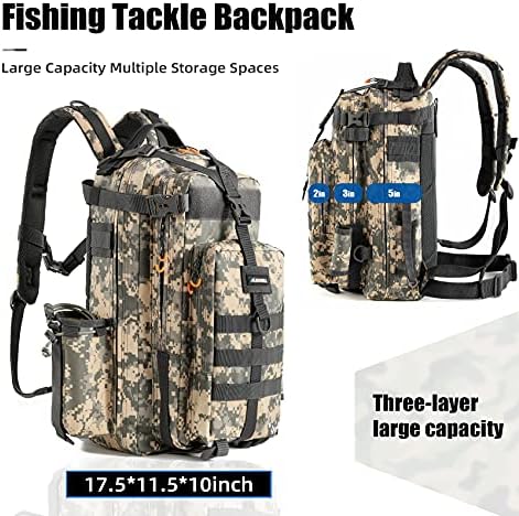Backpack de pesca de Blisswill-Mochila de pesca a água com preenches de engrenagem de engrenagem de pesca com haste para homens para homens