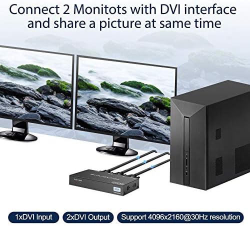 DVI Splitter 1 em 2 Out 2 Port DVI monitores duplos Distribuição Duplicador de vídeo Duplicador SPLITTER SUPORTE RESOLUÇÃO DE TI 3K2K/30HZ PAR
