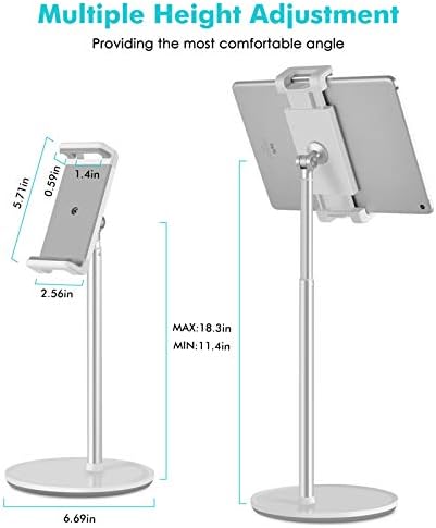 Viozon Tablet Stand Stand, altura ajustável, giro de 360 ​​graus, suporte para desktop de alumínio, compatível