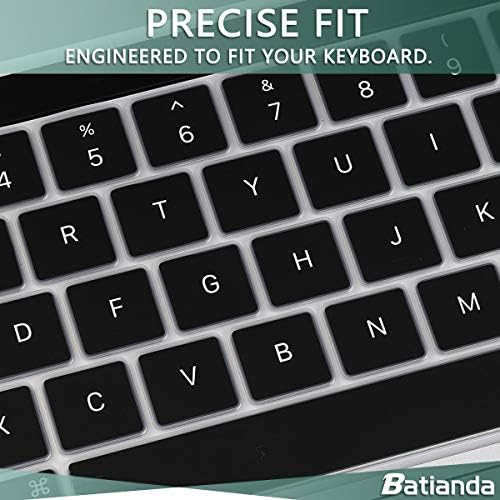 Batianda Premium ultrafino capa de teclado protetor de silicone para novo MacBook Pro 13 polegadas M2 2022 A2338 M1/A22251/A2289 2020 e MacBook Pro 16 polegadas A2141 2019 com barra de toque e idiota, preto