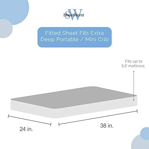 Sheetworld algodão Percale Folha de berço portátil extra etail extra 24 x 38 x 5,5, tecido rosa quente, fabricado nos EUA