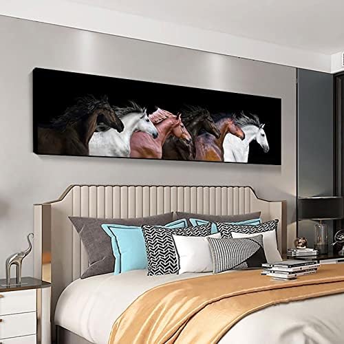 Instarry 5D Kits de pintura de diamante DIY para adultos rebanho completo rebanho de cavalos strônsões cross stitch sala de estar decoração de parede 78.7x19,7 polegadas