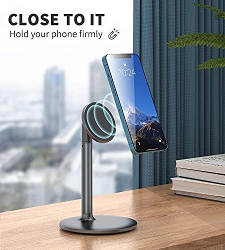 Magnetic Desk Telep Stand para iPhone 14/13/12 - Docante do suporte para telefone com rotação, altura e inclinação de 360 ​​°