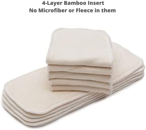 Baby Baby Premium Label Premium Bamboo Ploth Inserts, bambu de 4 camadas, almofadas de imersão
