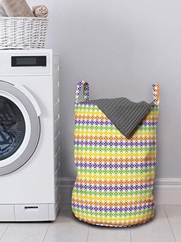 Bolsa de lavanderia colorida de Ambesonne, layout de mini motivos triangulares alinhados horizontalmente