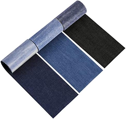 Jeans jeans remendos 3 rolos, 3 x 20 dentro e fora de ferro em remendos jeans remendos para reparação e decoração de orifícios para roupas de jeans