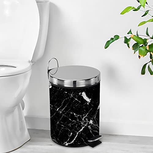 Zahari Home Marble Metal Step Can 5 litros/ 1,3 galão de lixo de fechamento suave para banheiro,